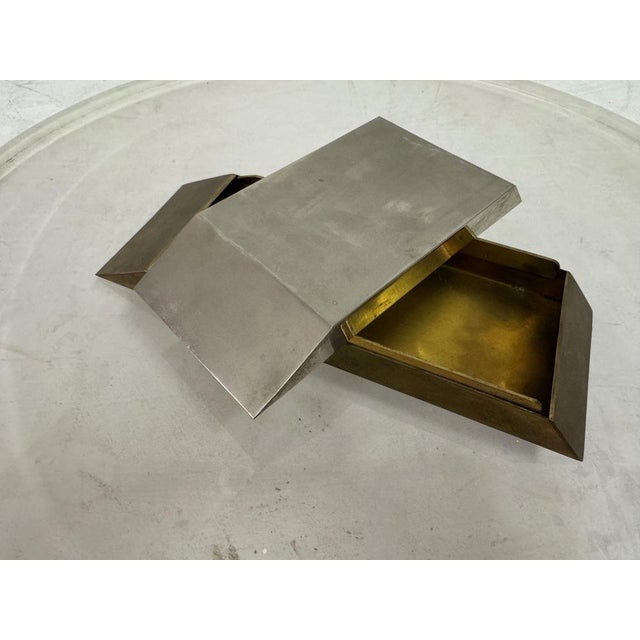 Italian Sculptural Brass and Metal Storage Box, 1980s For Sale - Image 6 of 13