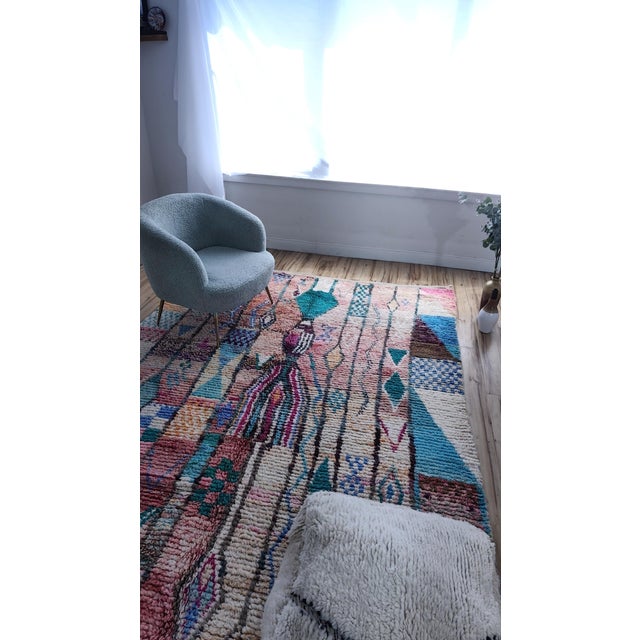 Contemporary Rose Clay Patchwork Wool Moroccan Rug For Sale - Image 14 of 18