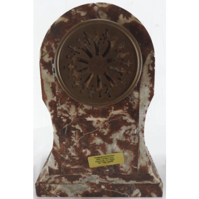 French Marble Clock and Pair of Pedestals For Sale - Image 4 of 9