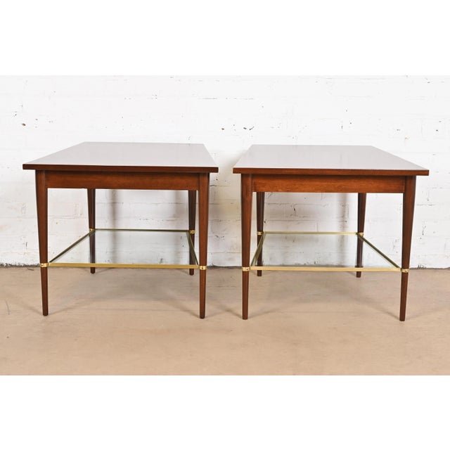 Paul McCobb Connoisseur Collection Mahogany and Brass Wedge Nightstands or Side Tables, Newly Refinished For Sale - Image 11 of 12