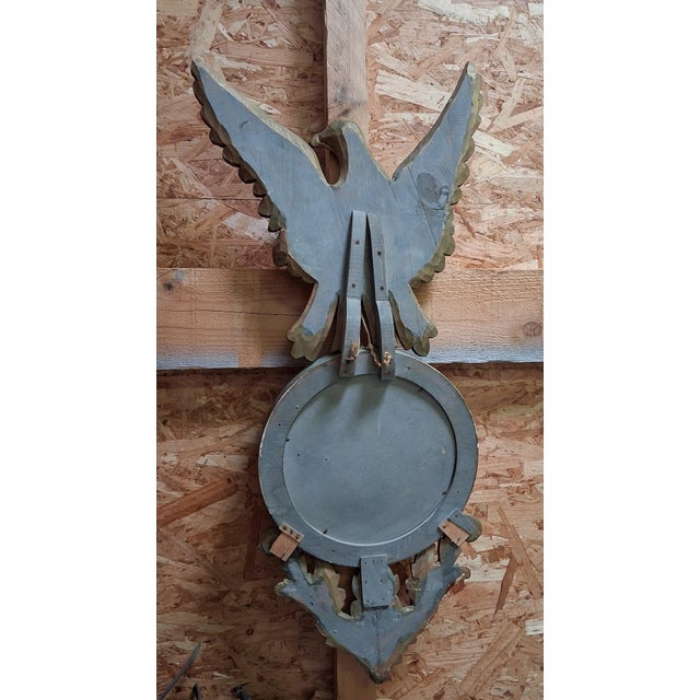 Empire Style Mirror with Eagle in Carved and Polychrome Wood, Late 19th Century For Sale - Image 4 of 9