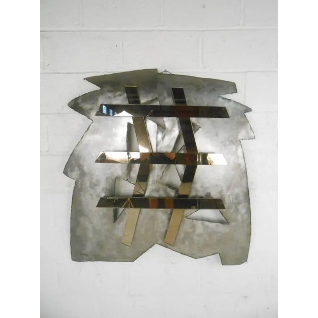 Silver Mirrored Modernist Metal Wall Sculpture by Deidre Selig For Sale - Image 8 of 8