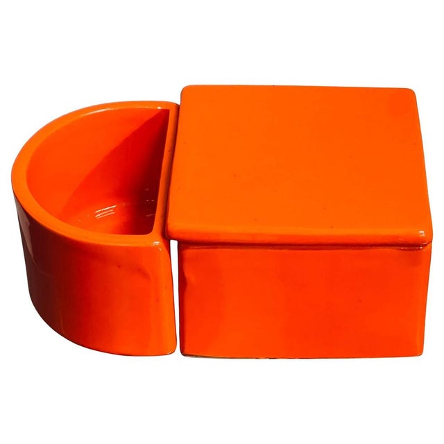 Orange Ceramic Box from Gabbianelli, Italy, 1970s For Sale - Image 8 of 8