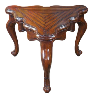 Marge Carson Mahogany Loire Serpentine Triangular Side Table