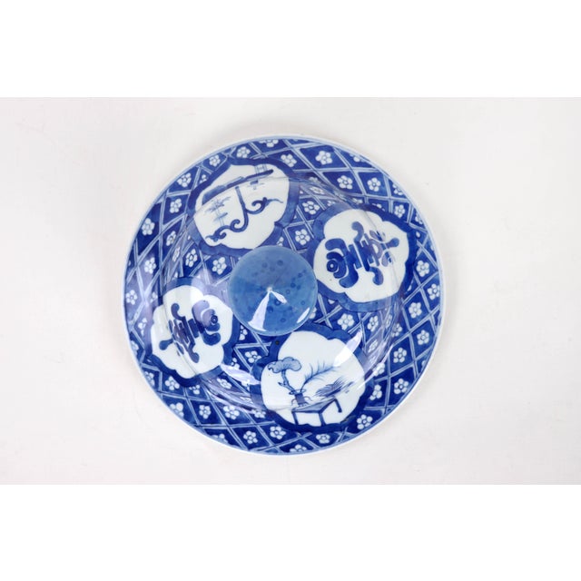 Blue Early 20th Century Vintage Blue White Temple Jar For Sale - Image 8 of 13