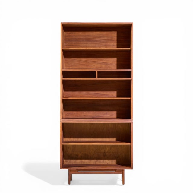 Jens Risom Mid Century Walnut 2-Piece Bookcase This bookcase measures: 36 wide x 12.5 deep x 80.25 inches high Great...
