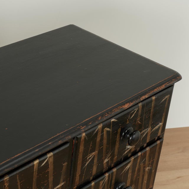 Black Antique English Chest of Drawers With Painted Bamboo Designs For Sale - Image 8 of 16