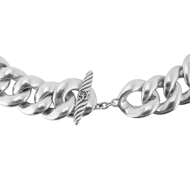 David Yurman Retired David Yurman Cordelia 925 Silver 1.34ct Diamond Curb Chain Necklace For Sale - Image 4 of 7