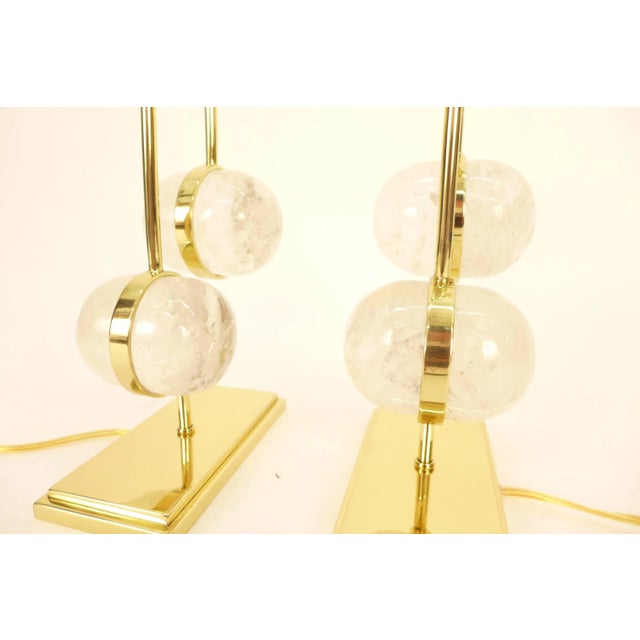 Brass Rock Crystal Table Lamps, Flux For Sale - Image 8 of 11