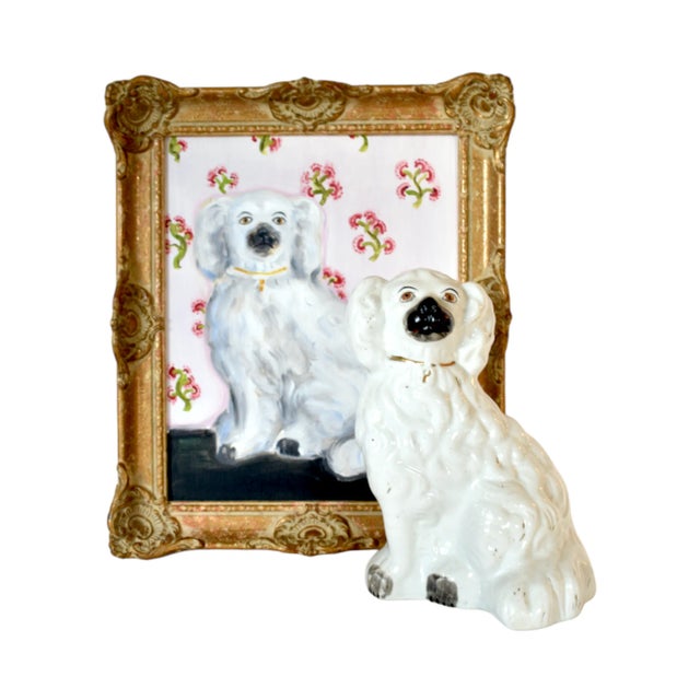 Susannah Carson Chloe & Charles the White Staffordshire Dogs and Their Portraits For Sale - Image 4 of 12