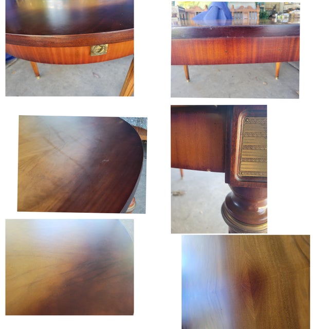 Louis XVI Style Oval Dining Table With Brass Accents For Sale - Image 12 of 12