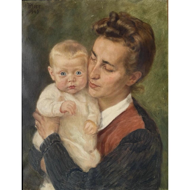 Heinrich Pforr, Close Bond: Mother with Child in Her Arms, 1945, Oil on Canvas For Sale - Image 11 of 11