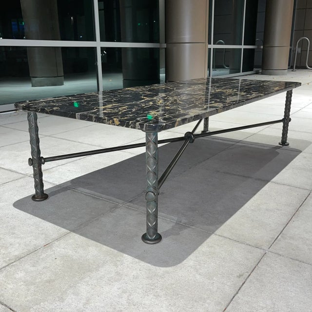 Metal Manner of Ilana Goor Steel “Rebar” Coffee in Portoro Marble For Sale - Image 7 of 13