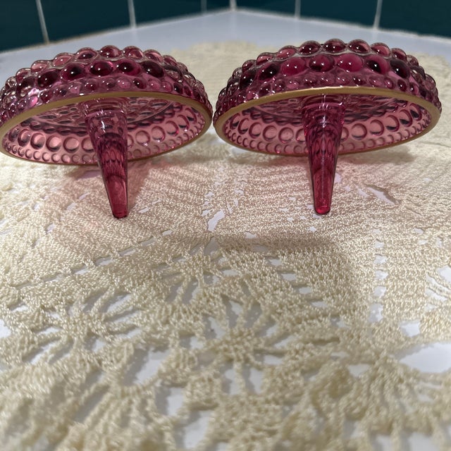 Mid-Century Cranberry Ring Holder. Hobnail For Sale - Image 9 of 9