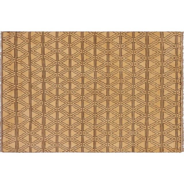 Boho Chic Balochi Beige/Brown Wool Rug - 4'0''x5'10'' For Sale - Image 10 of 10