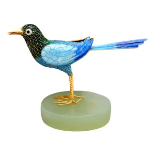 Silver Bird in Colored Enamel For Sale