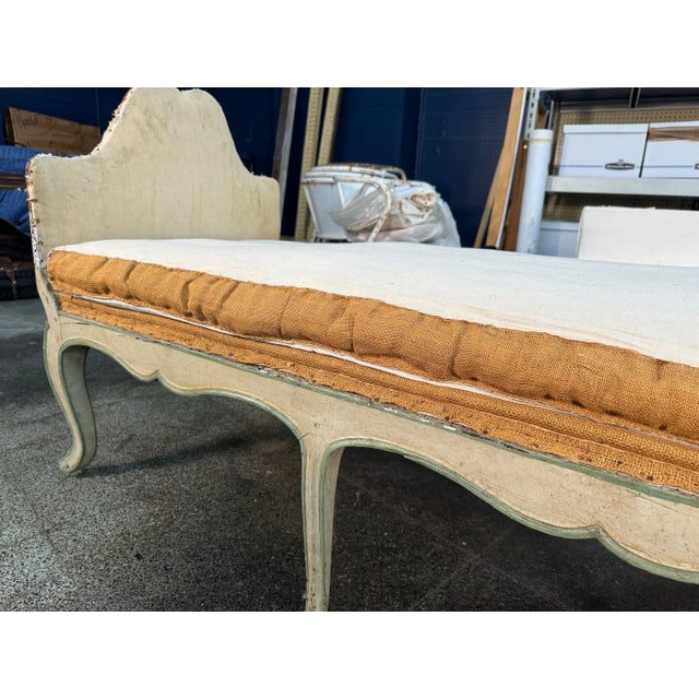 18th Century Louis XV Painted Wood & Upholstered Bench For Sale In New York - Image 6 of 6