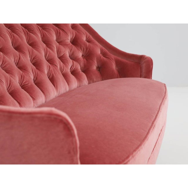 Love Sea Sofa with Tufted Back in Dust Rose Velvet by Gio Ponti, Italy, 1950 For Sale - Image 9 of 10