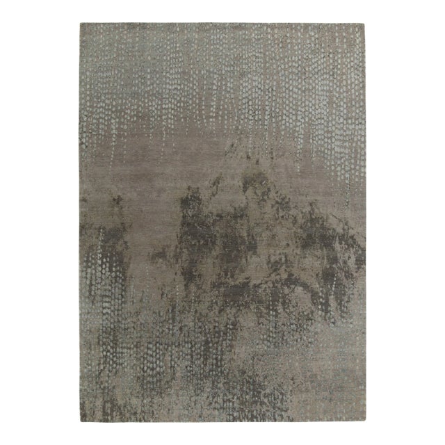 Rug & Kilim’s Contemporary Rug in a Gray, Beige and Blue Abstract Patterns For Sale