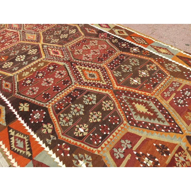 Brick Red Vintage Kilim Rug - 64" X 141" For Sale - Image 8 of 13