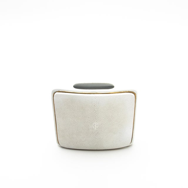 Shagreen Vase With Brass Details by R&y Augousti For Sale In Los Angeles - Image 6 of 6