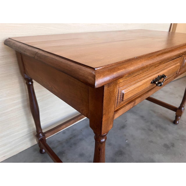 Early 20th Spanish Mobila Country Farm Desk with Two Drawers For Sale - Image 14 of 18