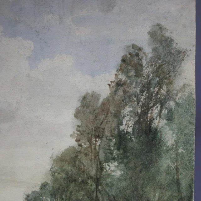 Vintage Landscape Watercolor on Artist Panel of Hillside by Fred Hines, 20th C For Sale - Image 4 of 7