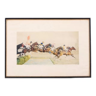 1930s Paul Brown Color Lithograph "The Water - Aintree" From the Grand National For Sale