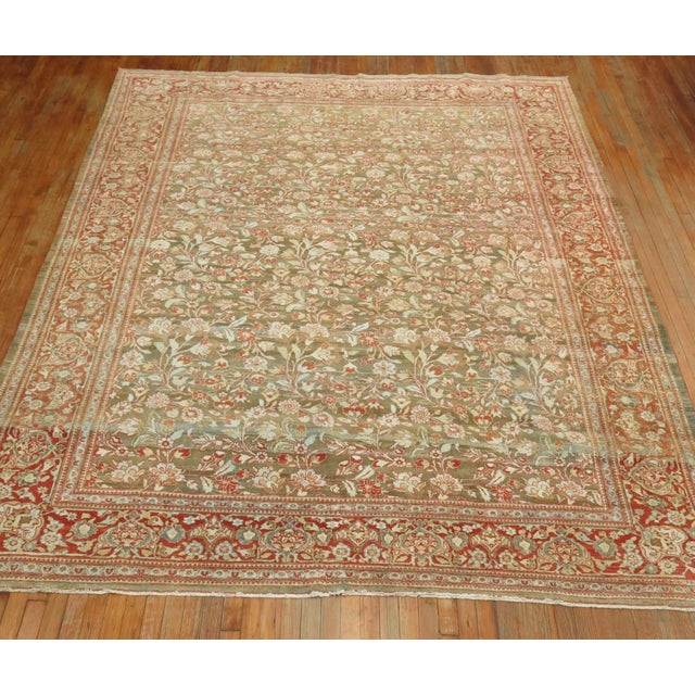 Elegant Antique Persian Room Size Tabriz Rug For Sale - Image 4 of 18