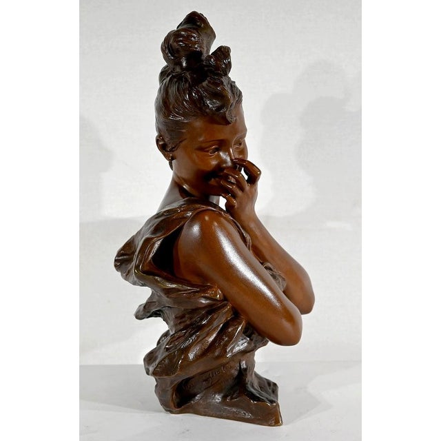 G. Van Der Straeten, Mischievous Young Woman, 1890s, Bronze For Sale - Image 4 of 18
