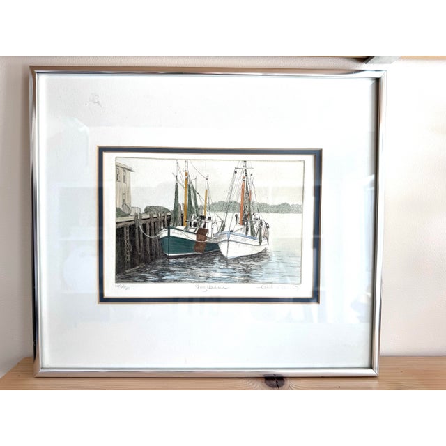 Vintage Puget Sound Etching “Snug Harbor” San Juan Seattle PNW Carol Collette For Sale - Image 4 of 11