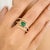 Art Deco 14k Yellow Gold Octagon Cut Emerald & Diamond Spring Ring Size 5.5 For Sale - Image 3 of 10
