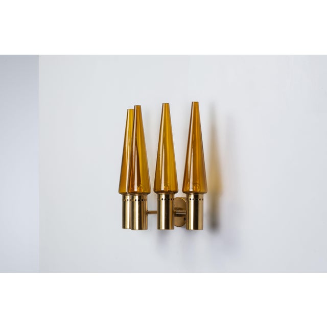 1950s S1987/4 Wall Lamp in Brass with Orange Shades by Hans Agne Jakobsson, 1950s For Sale - Image 5 of 11