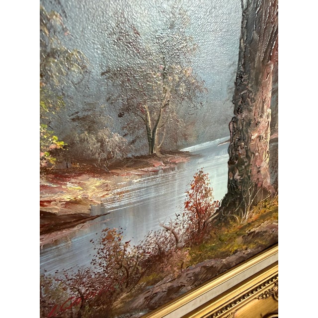 Wood Vintage 1960s Framed, Signed Oil on Canvas Landscape Painting For Sale - Image 7 of 11