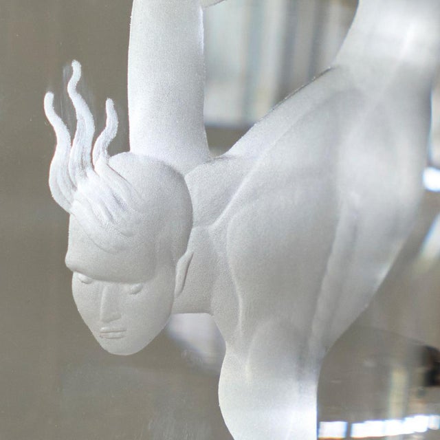 Glass Large Dykare Vase in Etched Glass attributed to Vicke Lindstrand for Orrefors, 1930s For Sale - Image 7 of 11