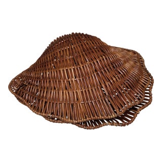 Mid-Century Wicker Scallop Shell Basket For Sale