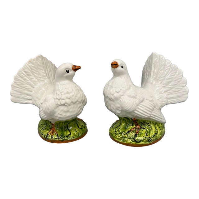 Mid Century Italian White Dove Birds - a Pair For Sale