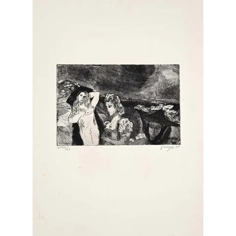 Guelfo Bianchini, Figures, 1959, Etching For Sale