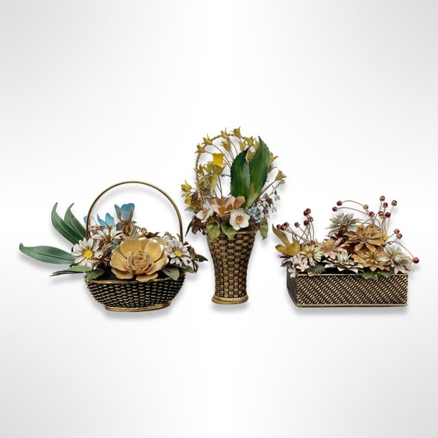 Vintage 1970s Gloria Vanderbilt Flowers of Season Bouquets, Set of 3