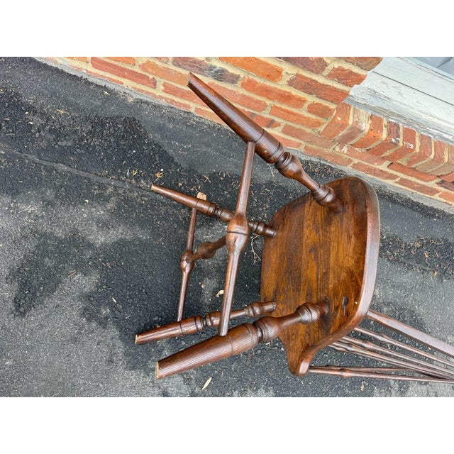 Vintage Windsor Style Hoop BraceBack Oak Side Chair For Sale - Image 11 of 18