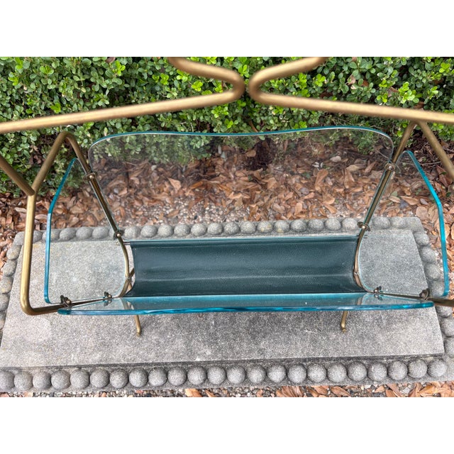 Gold Italian Modern Brass and Glass Magazine Holder For Sale - Image 8 of 12