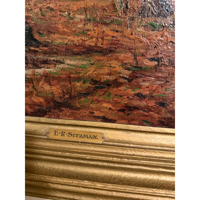 Early 20th Century Edward Robert Sitzman Framed Original Oil Painting of Autumn Scene For Sale In Austin - Image 6 of 10
