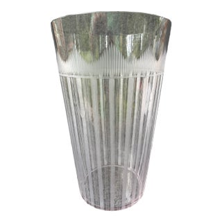 Large Vintage Clear Ethed Crystal Vase For Sale