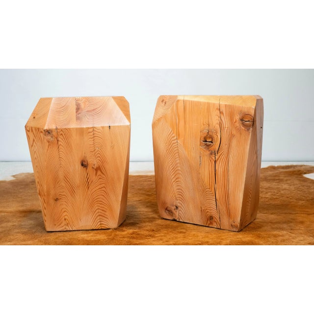 Studio Craft After Jb Blunk Pine Wood Side Tables - A Pair For Sale In Boston - Image 6 of 16