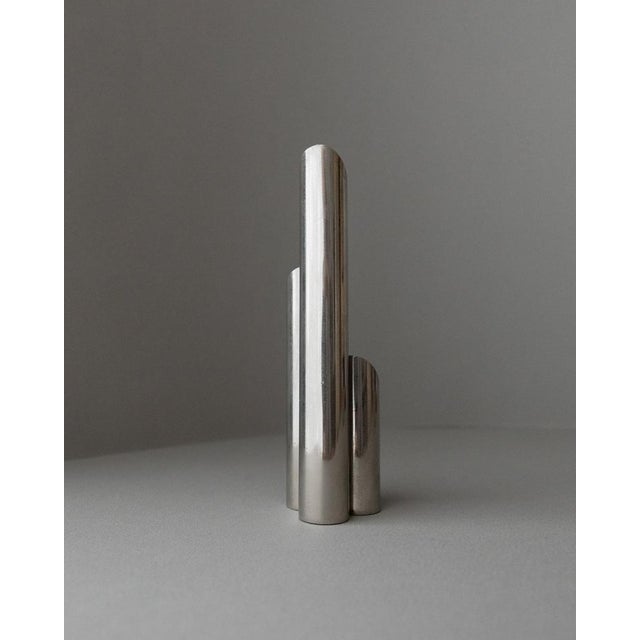 Gray Vintage Candleholder for 3 Candles in Stainless Steel, Italy For Sale - Image 8 of 11