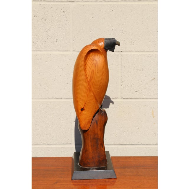 Sarreid Ltd. Vintage Sarreid Ltd. Hooded Falcon on Fist Sculpture | Hand-Carved Wood & Brass | Made in Spain, Circa 1970s For Sale - Image 4 of 16