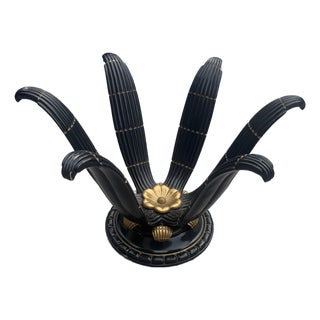 Late 20th Century Fine Carved Wood Acanthus Leaf Deco Lalique Style Dining Table Base For Sale