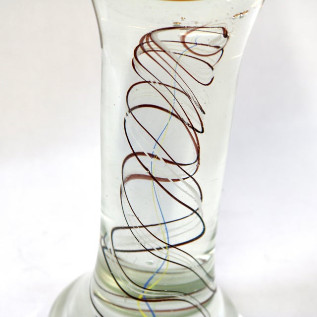 Mid-Century Murano Art Glass Chalice Vase With Internal Filigree Stem For Sale In Cincinnati - Image 6 of 11