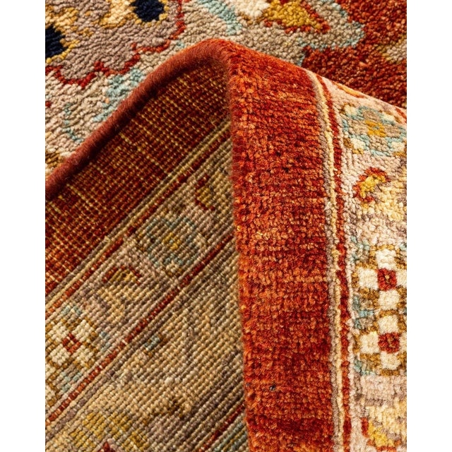 Eclectic, One-of-a-Kind Hand-Knotted Area Rug in Orange, 9' 2" x 11' 10" For Sale In New York - Image 6 of 8