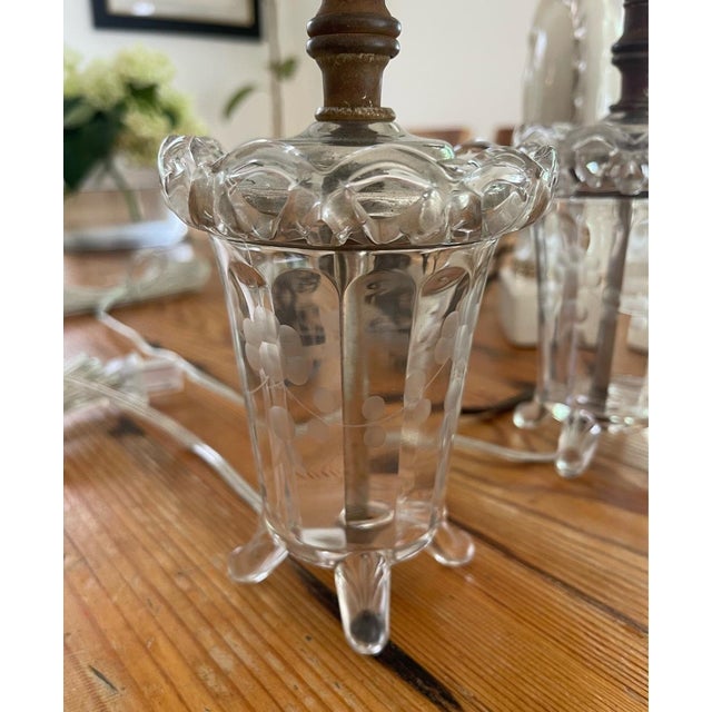 Mid-Century Modern Petite Antique Glass Lamps - a Pair For Sale - Image 3 of 5